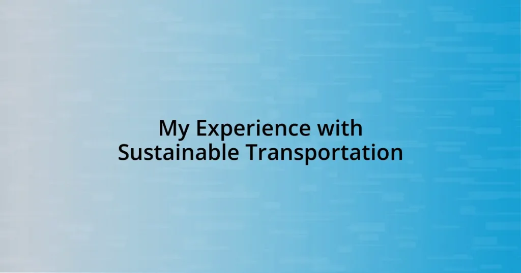 My Experience with Sustainable Transportation