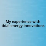 My experience with tidal energy innovations