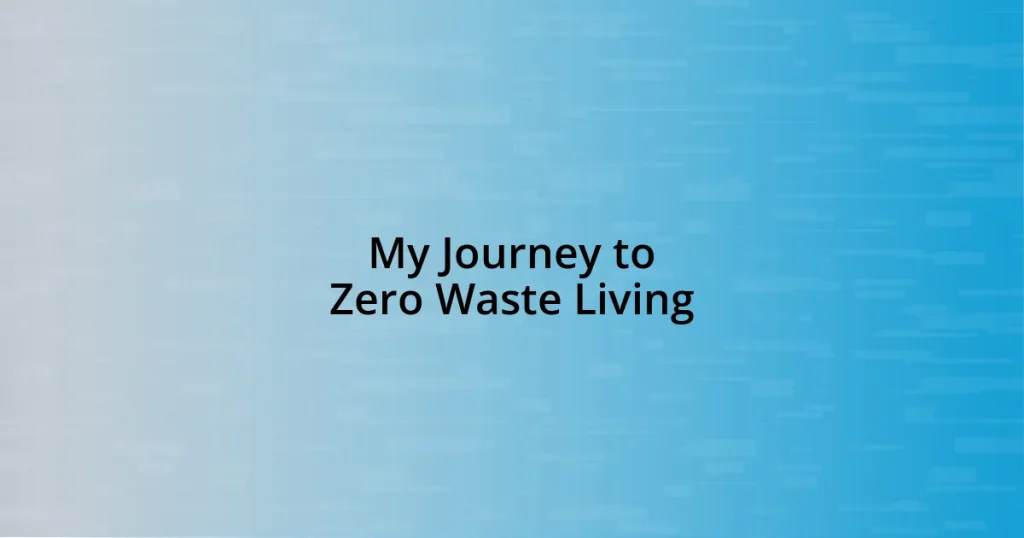 My Journey to Zero Waste Living