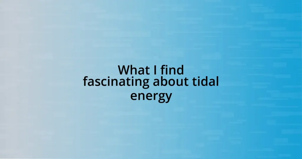 What I find fascinating about tidal energy