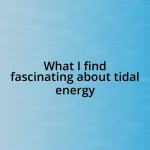 What I find fascinating about tidal energy