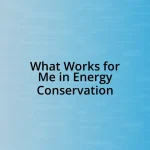 What Works for Me in Energy Conservation