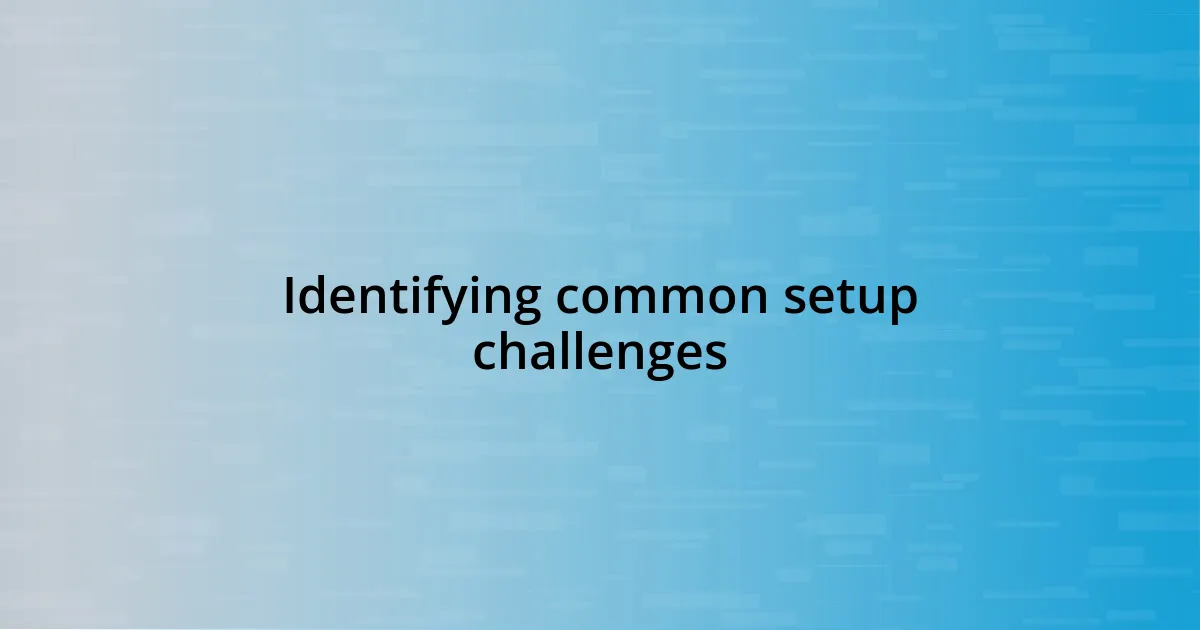 Identifying common setup challenges