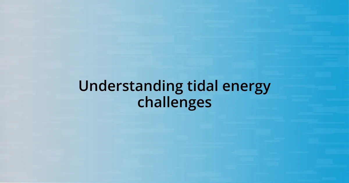 Understanding tidal energy challenges