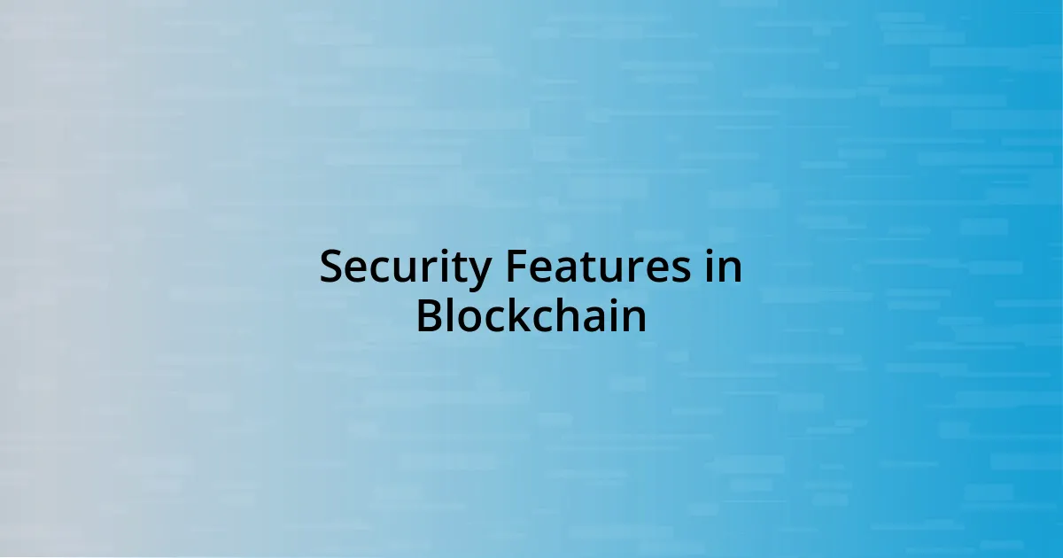 Security Features in Blockchain