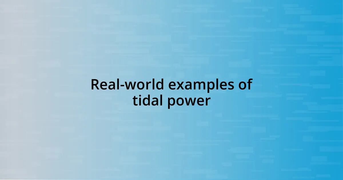 Real-world examples of tidal power