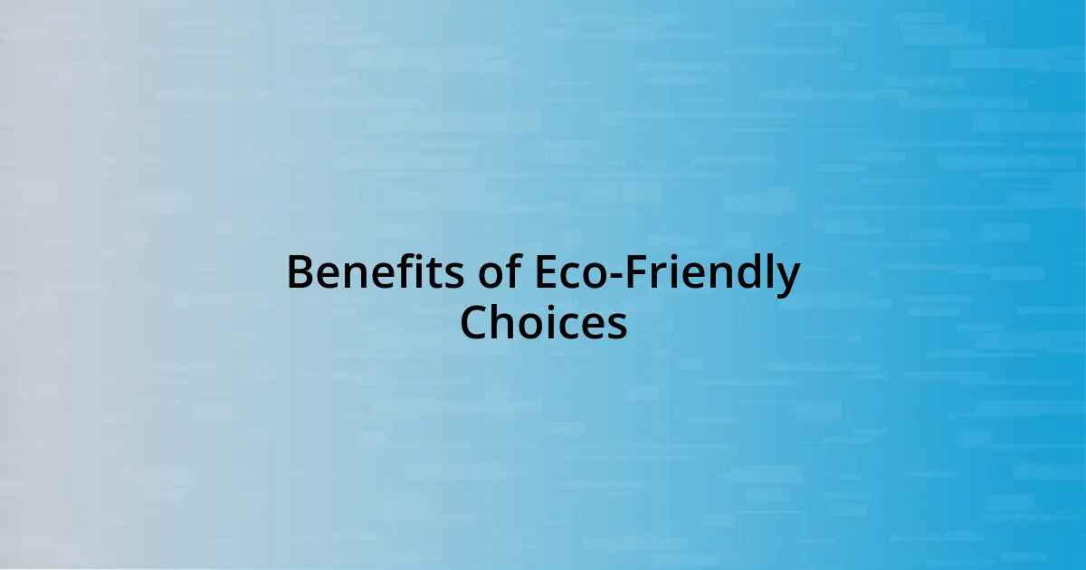 Benefits of Eco-Friendly Choices